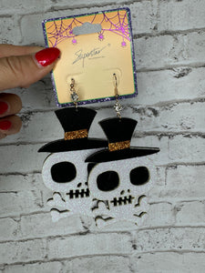 Large Skull Glitter Earrings