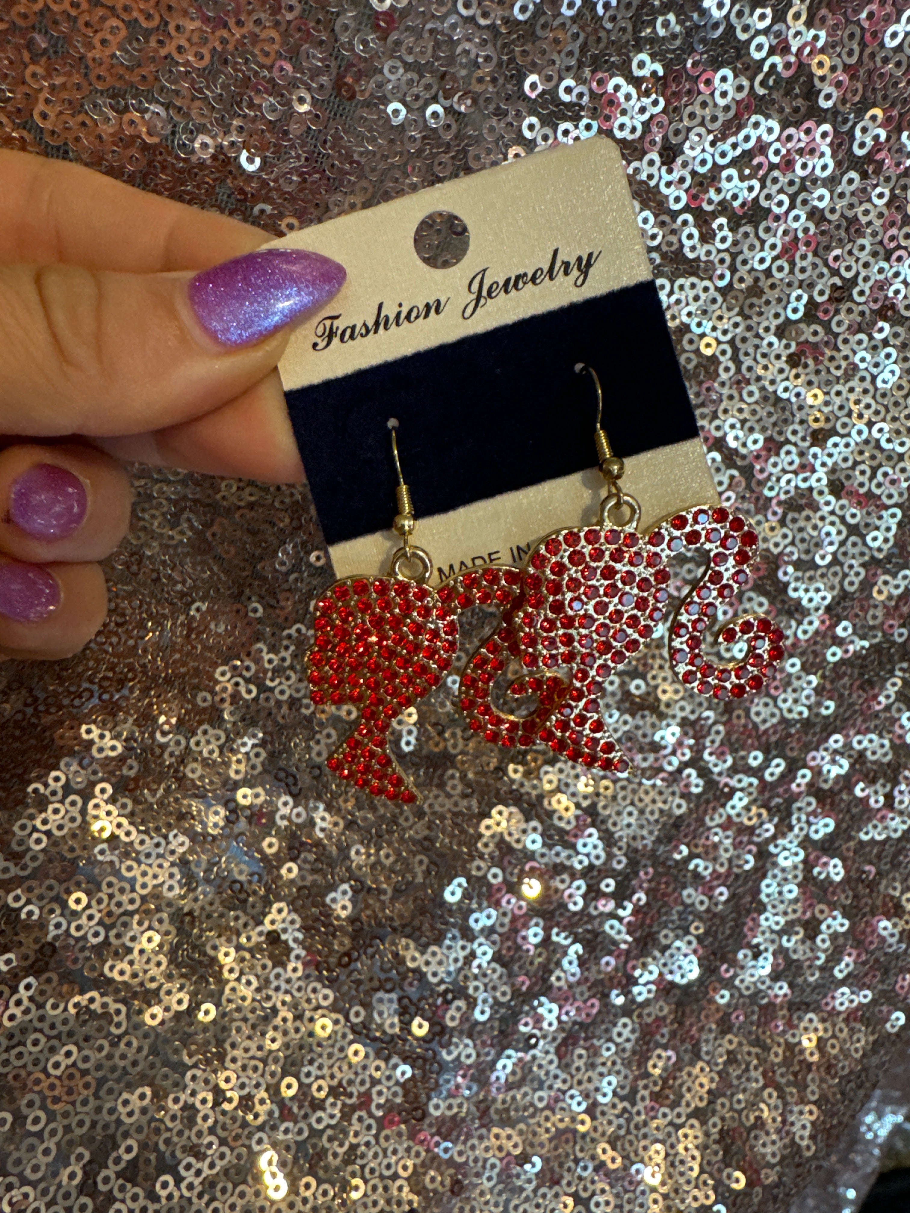 Barbie Bedazzle Earrings Red