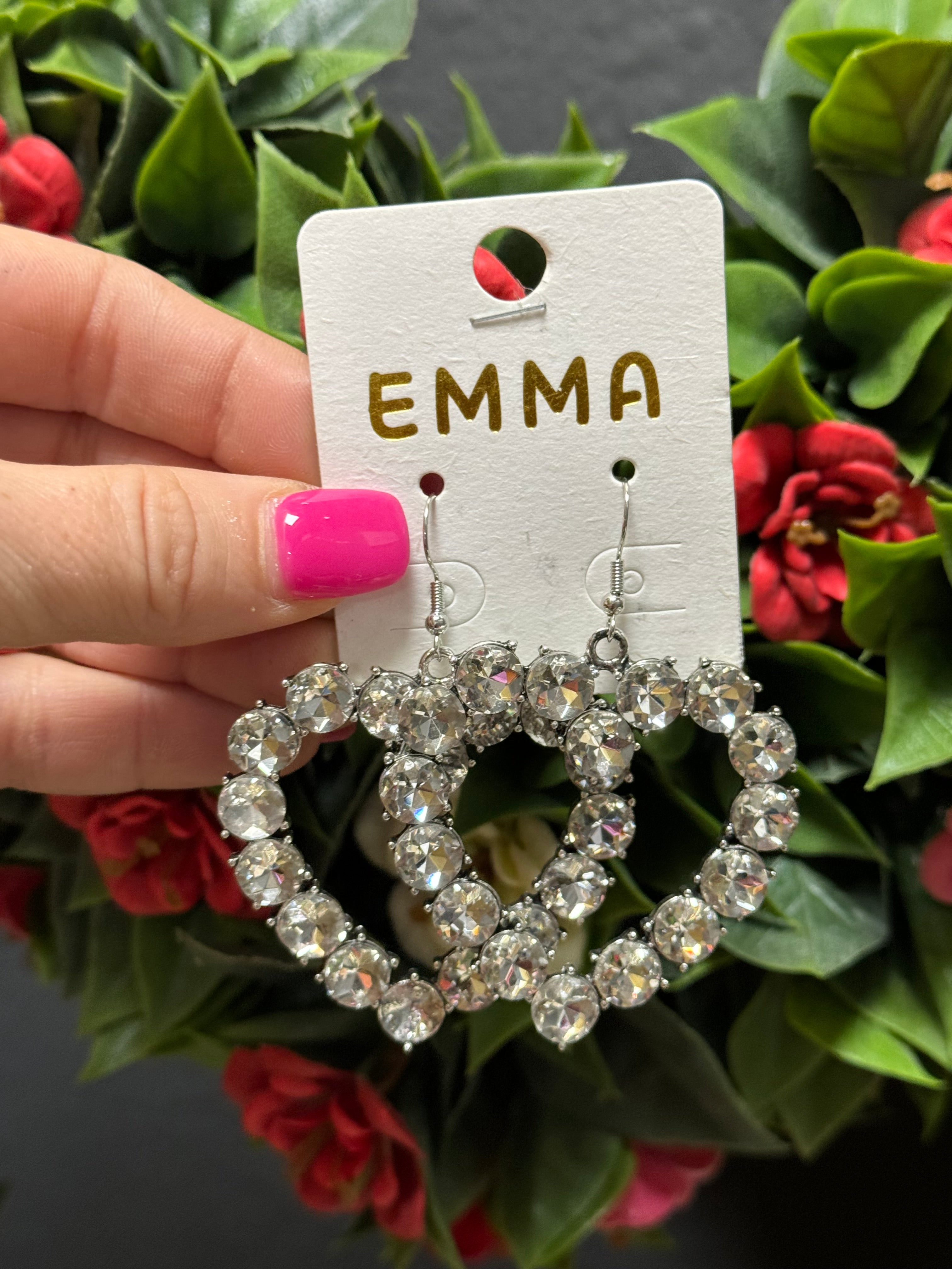 Rhinestone Heart Earrings