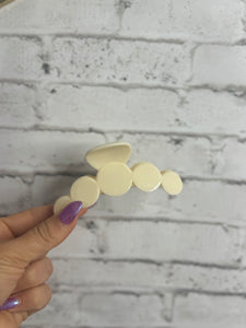 Cream White Circle Claw Clip