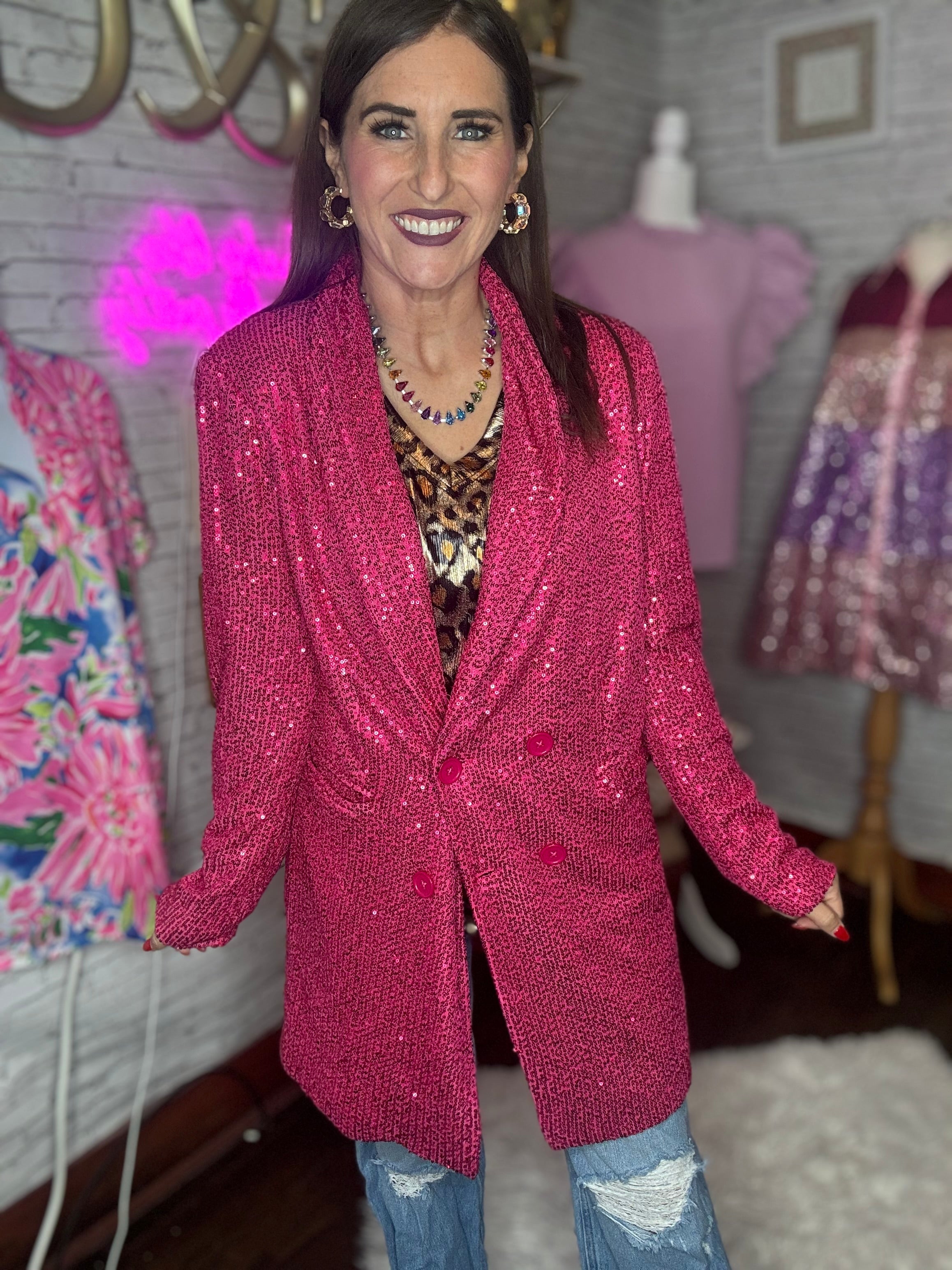 Blinging Blazer-Pink