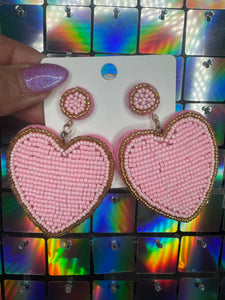 Beaded Heart Earrings