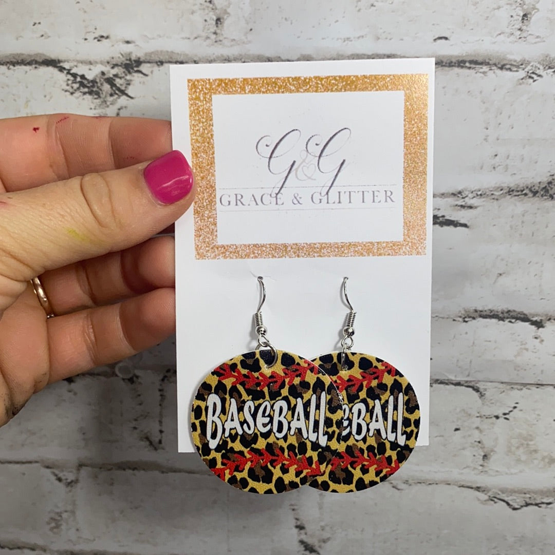 Baseball Leopard Earrings