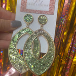 Load image into Gallery viewer, Yellow Green-Large Glitter Teardrop Earrings
