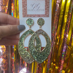 Load image into Gallery viewer, Yellow Green-Large Glitter Teardrop Earrings
